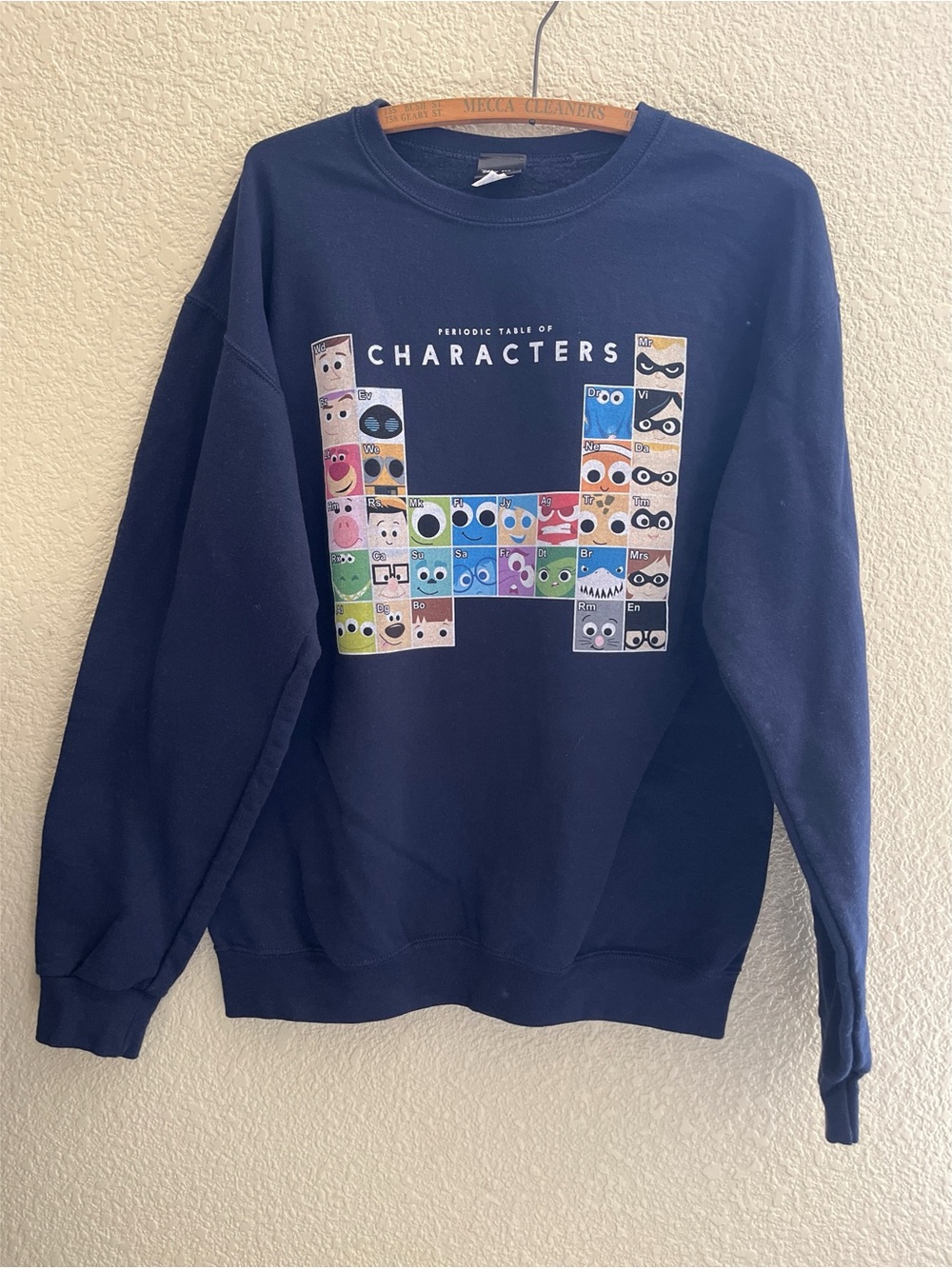 Disney Periodic Table of Characters Crewneck Unisex Size Medium